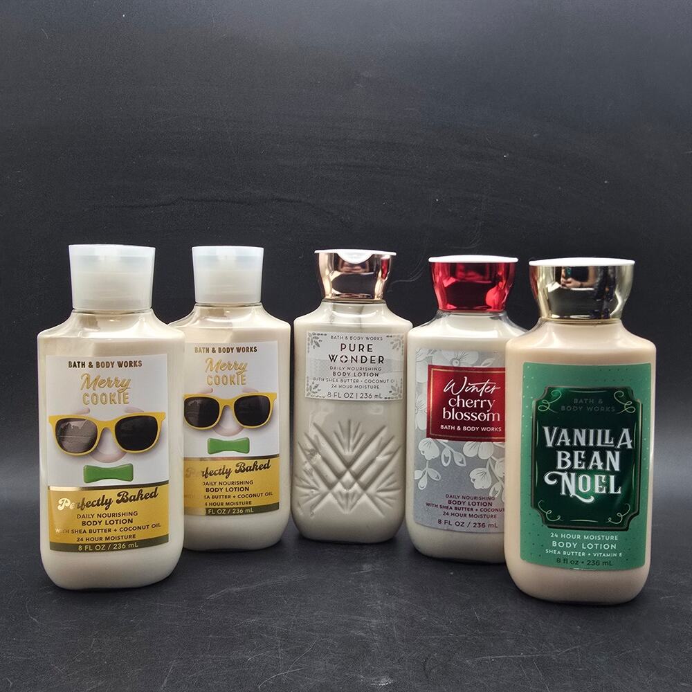 Bath & Body Works Lotion Lot of Five 5 Piece Merry Cookie Winter Cherry